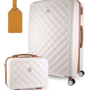 Pierre Cardin Large Hard-shell Suitcase & Mini Beauty Travel Case W/ Tag White