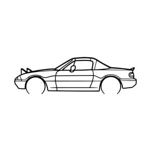 Ignite Laser Mazda NA MX5 Silhouette Metal Wall Art Coated Black 47inch/120cm