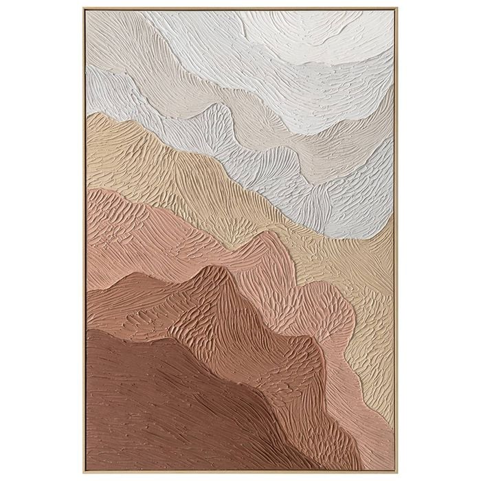 Urban Style Brushmarks Oil Painting Textured Ochre Ripples