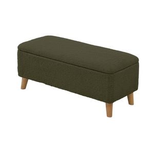 Oikiture Storage Ottoman Box Chest Toy Sherpa Green