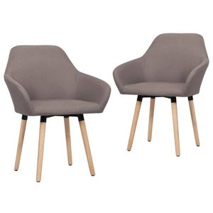 vidaXL Dining Chairs Kitchen Chair Armchair Accent Chair 2 Pcs Taupe Fabric
