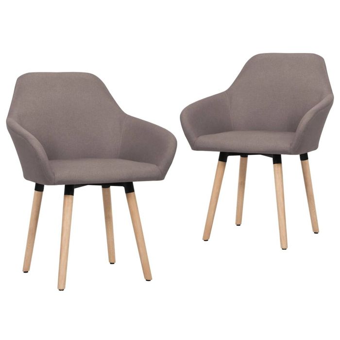 vidaXL Dining Chairs Kitchen Chair Armchair Accent Chair 2 Pcs Taupe Fabric