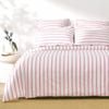 Dreamaker Bask Washed Cotton Yarn Dyed Stripe Quilt Cover Set Pink Pearl Double