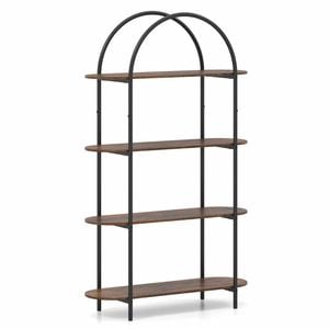 Costway Arched Bookshelf 4tier Industrial Bookcase Metal Brown