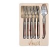 6pc Laguiole Silhouette Stainless Steel Spork Cutlery Set - Wooden