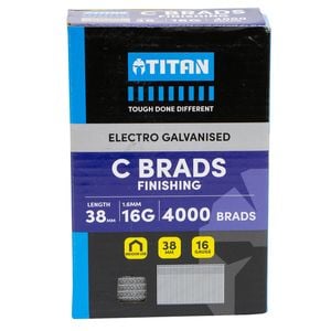 Titan 38 x 1.6mm Electro Galvanised Straight Collated Nail C Brads - Pack 4000