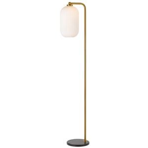 Telbix Lark Modern Standing Floor Lamp Light Foot Switch Marble Glass Metal Black Opal Matt Antique Gold