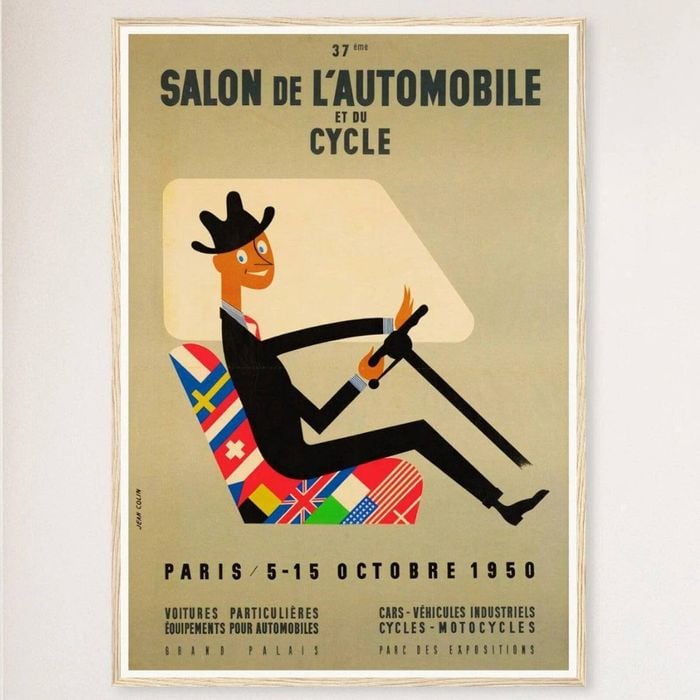 Galrie Vintage 1950s Salon de L'automobile Advertising Poster for Classic Car Lovers, Wood Frame, 70 x 100cm (28 x 40inch)
