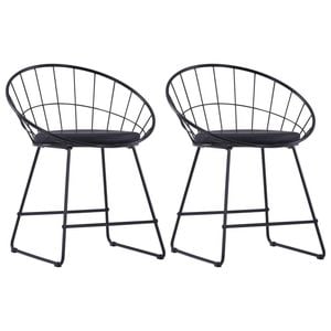 vidaXL Dining Chairs with Faux Leather Seats 2 pcs Black