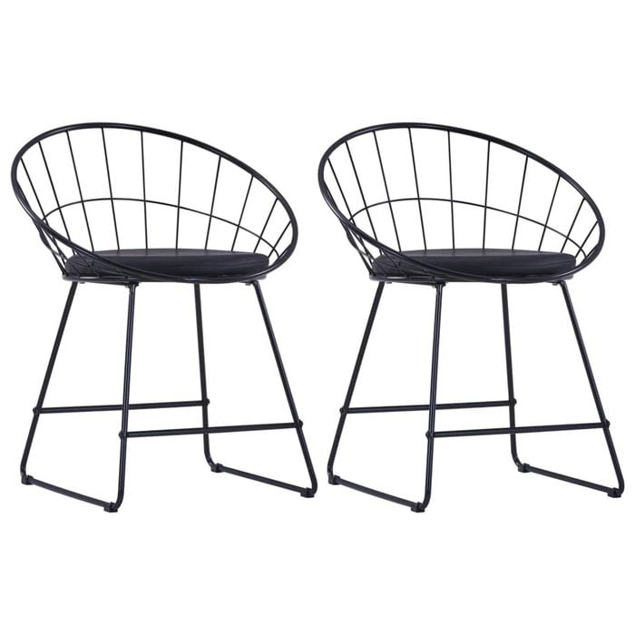 vidaXL Dining Chairs with Faux Leather Seats 2 pcs Black