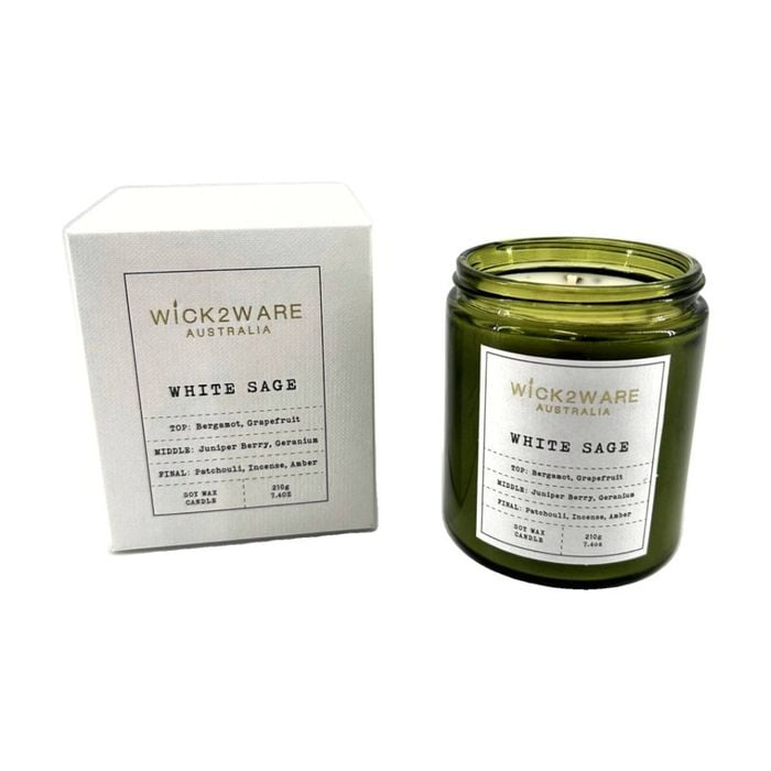 More Than Party Green Soy Candle Home Fragrance White Sage 210g