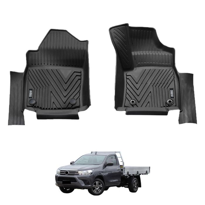 AUSGO 5D Injection Car Floor Mats  for Toyota Hilux Auto Transmission Single / Extra Cab 2015-2025 All-Weather Floor Liners