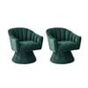 Oikiture Set of 2 Swivel Armchair Linen Fabric Lounge Chair Accent Chair Green