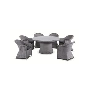 Outdoor Plantation 6 Seater Wicker Round Alfresco Dining Set