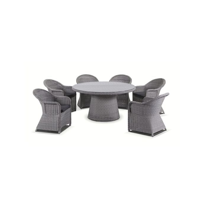 Outdoor Plantation 6 Seater Wicker Round Alfresco Dining Set
