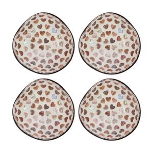 4pk Lvd Hearts Decorative Round Coconut Mop Trinket/jewellery Bowl 13x13x6cm