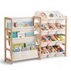Playpals Montessori Toy Storage Organizer with Bookshelf Wooden Kids Book Rack and 12 Toy Bins