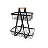 CARLA HOME 2-Tier Fruit Basket Stand for Kitchen Countertop for Fruits, Vegetables, Bread & Snacks with Wooden Handle