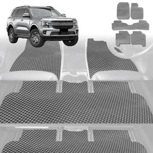 6D Diamond Car Floor Mats for Ford Everest UA2022-Current-Ultimate Set-Grey-Outback GT