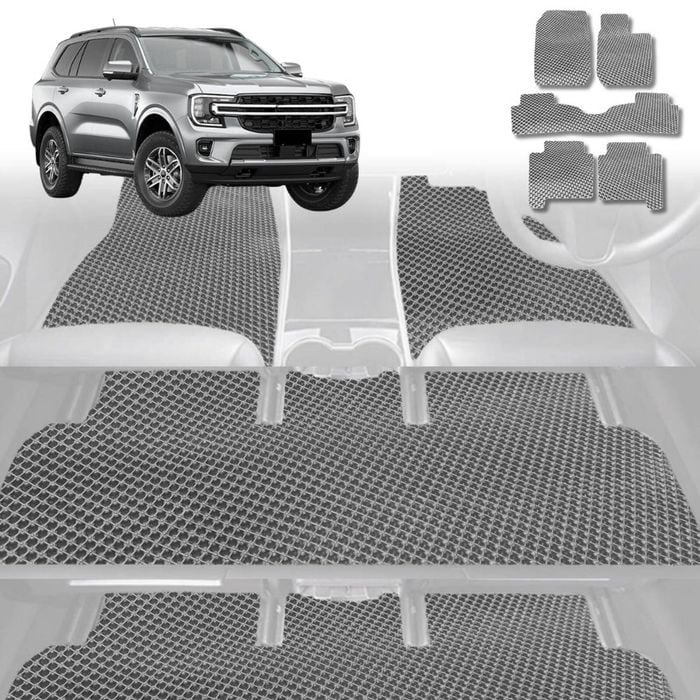 6D Diamond Car Floor Mats for Ford Everest UA2022-Current-Ultimate Set-Grey-Outback GT