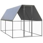 vidaXL Outdoor Chicken Cage Galvanised Steel Chicken Coop Supply Hen House Run