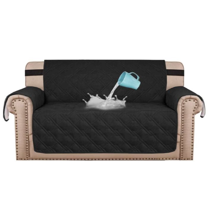 Smarcute 2 Seater Waterproof Sofa Cover Couch Cushion Furniture Protector Black