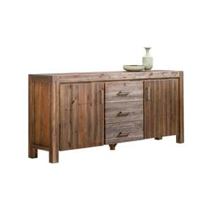 Buffet Sideboard in Chocolate Colour Constructed with Solid Acacia Wooden Frame Storage Cabinet with Drawers