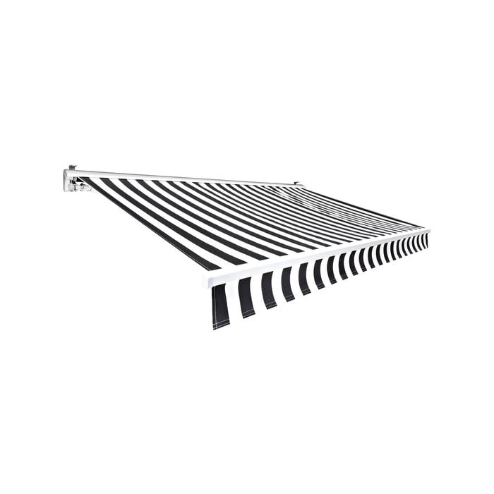 Windoware 5.8 x 3m Black / White Semi Cassette Outdoor Folding Arm Awning