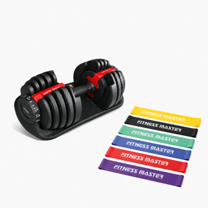 Fitness Master 24kg Single Adjustable Dumbbell Dial w/ Free Band Home Gym Weight