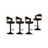 Oikiture 4x Kitchen Bar Stools PU leather Black