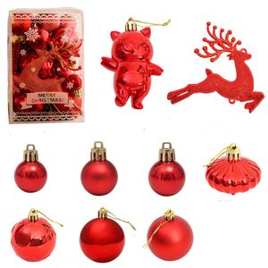 Catzon 30 Pcs Christmas Ornaments Matte Shiny Assorted Shape Shatterproof Balls for Xmas-Red