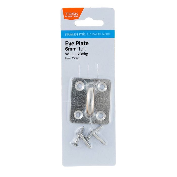 Taskmaster 6mm 316 Stainless Steel Square Eye Plate