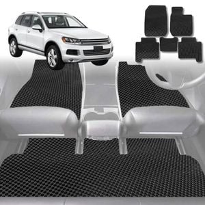 6D Diamond Car Floor Mats for VolksWagen Touareg 2011-2017-Full Set-Black-Outback GT
