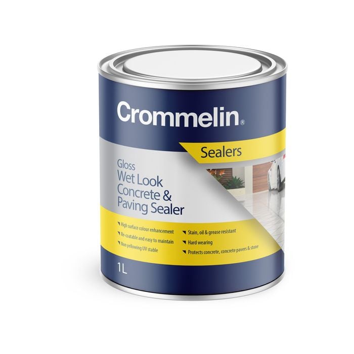 Crommelin 1L Gloss Wet Look Concrete And Paving Sealer