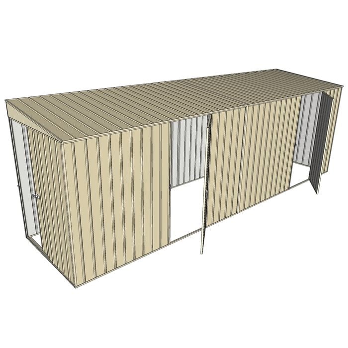 Build-a-Shed 1.5 x 6 x 2m Skillion Dual Single Hinged Side Doors Shed - Cream
