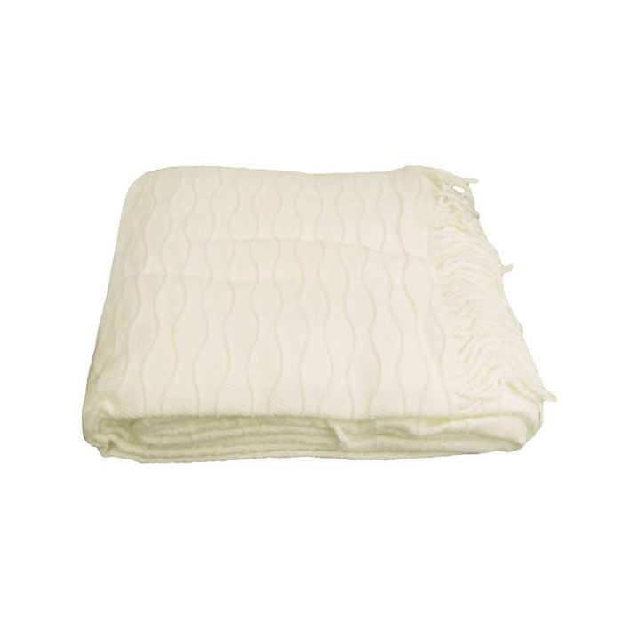 Bloomington Wave Cream Acrylic Textured Throw Rug 127 x 152cm