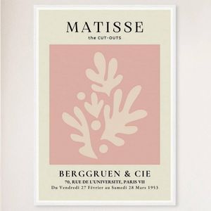 Galrie Henri Matisse Vintage Pink Exhibition Print from Berggruen & Cie, White Frame, 50 x 70cm (20 x 28inch)