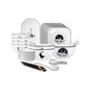 SOGA 28Pcs White Antler Printed Ceramic Dinnerware Set