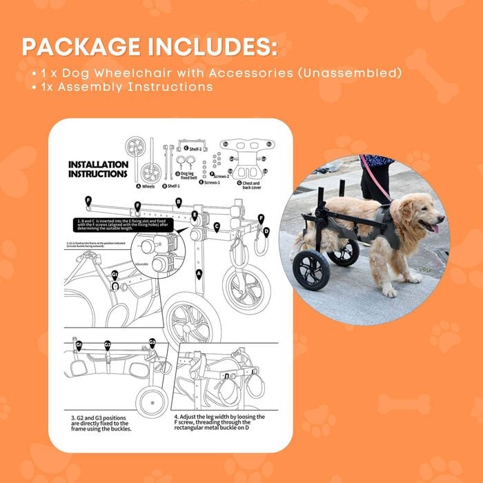 Rooster Farms Large Dog Wheelchair Xl Harness - Adjustable Back