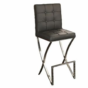 Oliver Black Leather Barstool