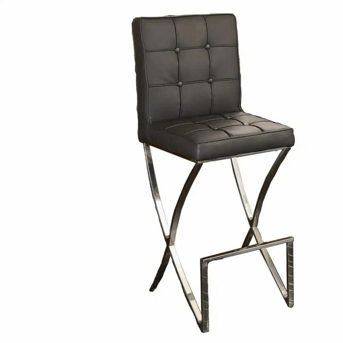 Oliver Black Leather Barstool