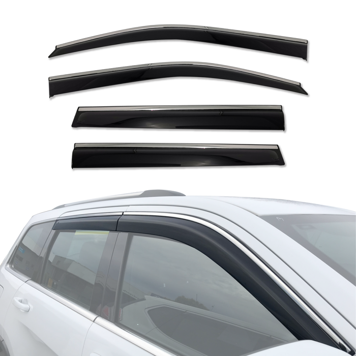 AUSGO Stainless Trim Weather Shields for Jeep Grand Cherokee WK Series 2010-2021 Weathershields Window Visors Wind Deflectors