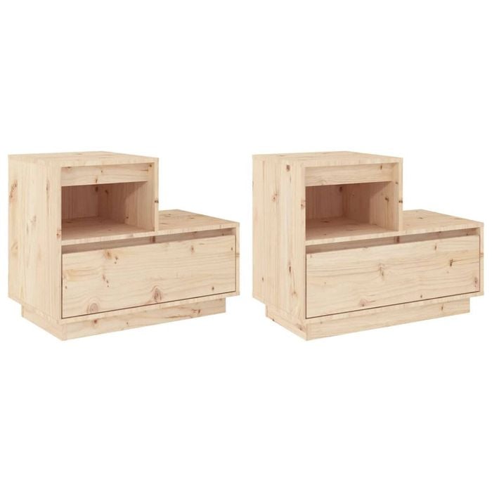 vidaXL 2x Bedside Cabinets Nightstand Organiser Drawer Storage