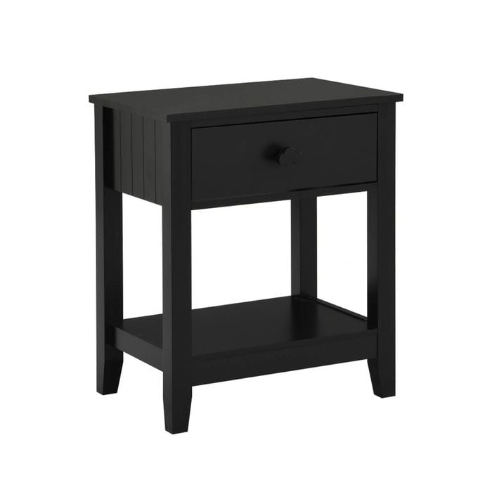 Aspen Bedside Table 1 Drawer Side Table Nightstand Black