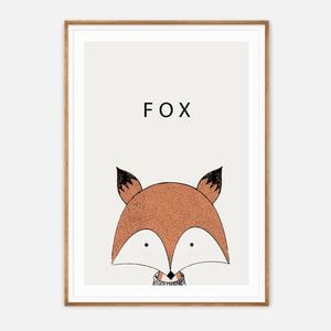 Galrie Charming Modern Minimalist Fox Art Print for Home Decor, Wood Frame, 70 x 100cm (28 x 40inch)