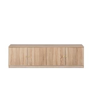 European Cabinetry Natural Oak Slim Round Brass Bucharest TV Unit