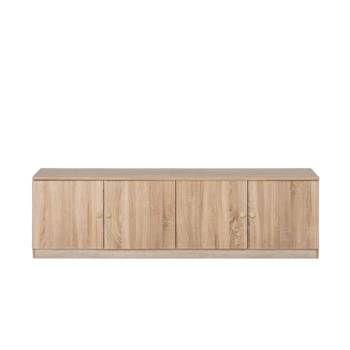 European Cabinetry Natural Oak Slim Round Brass Bucharest TV Unit