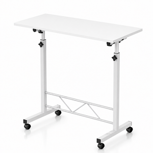 Roomo Height Adjustable Standing Desk, 80x40cm Mobile Laptop Desk with Wheels, Rolling Computer Desk, White