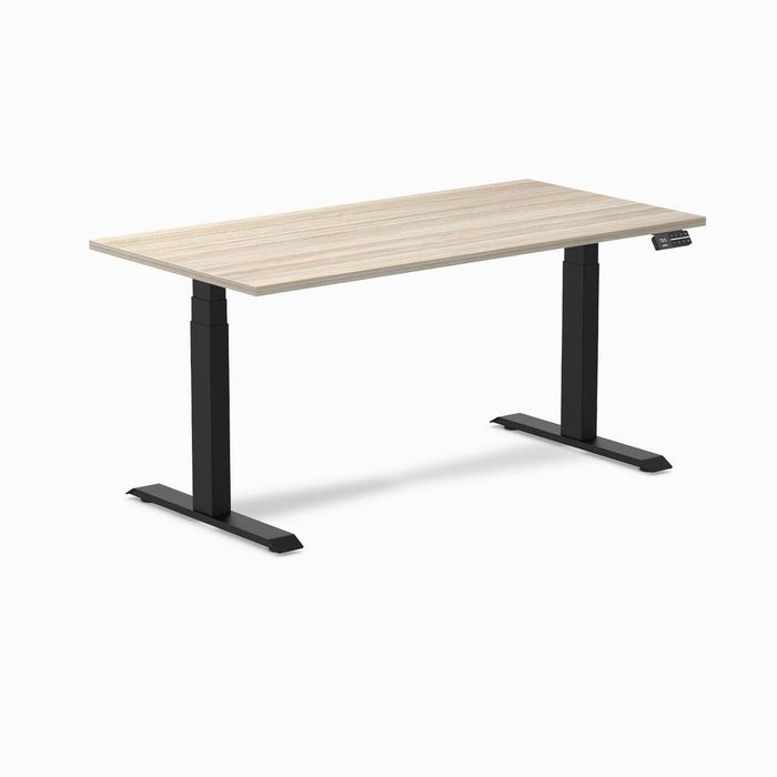 Desky Dual Melamine Sit Stand Desk Matte Black Frame 150cm