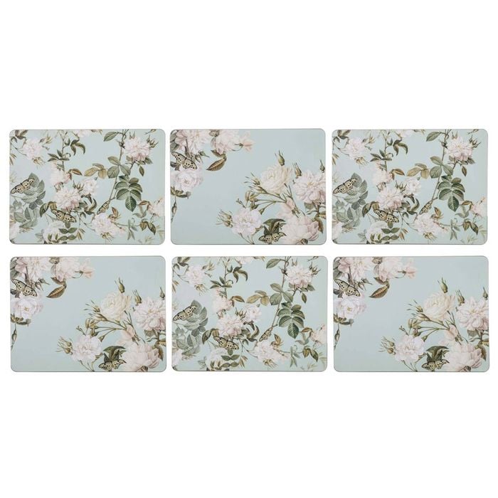 6PK Ashdene Elegant Rose 29cm Hardboard/Cork Placemat Rect - Mint